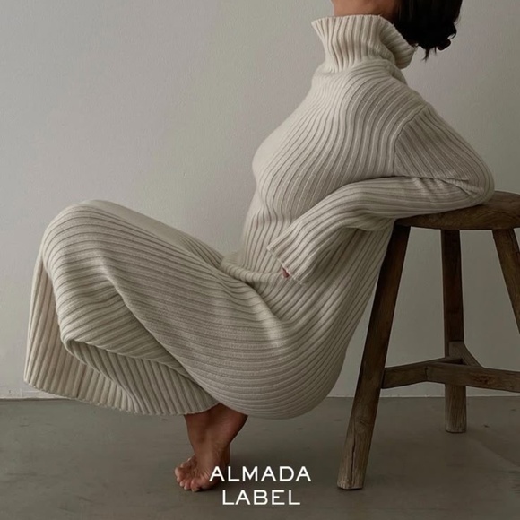 Almada Label Sue Cream coloured Wool maxi dress Size S - Picture 5 of 10